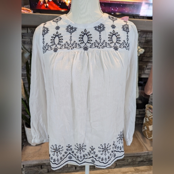 Lucky Brand Ivy Embroidered Blouse Size S - Picture 1 of 6